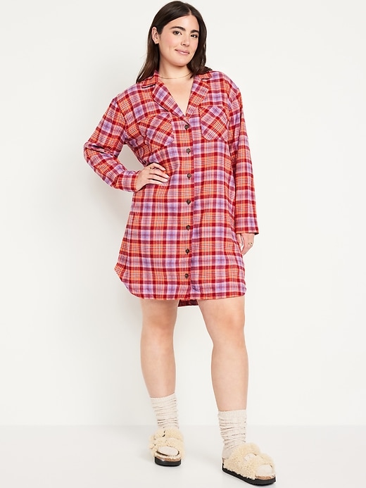 Image number 5 showing, Flannel Pajama Shirt Dress