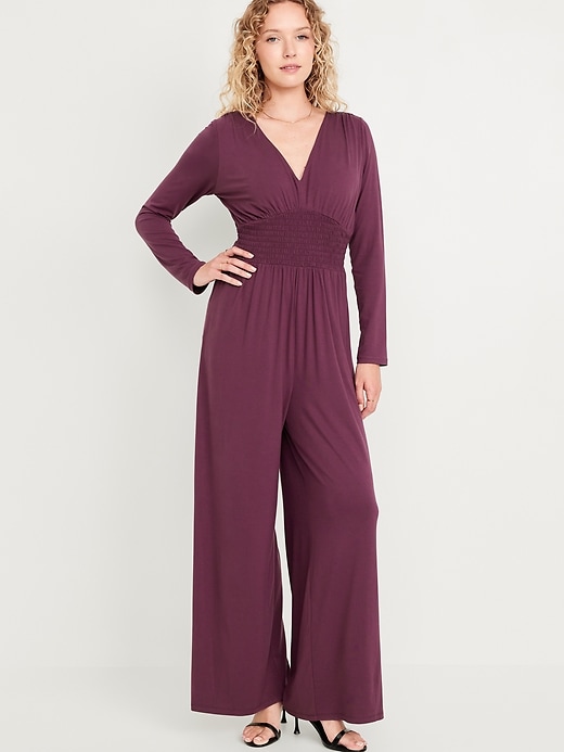 Image number 1 showing, Waist-Defined V-Neck Jumpsuit