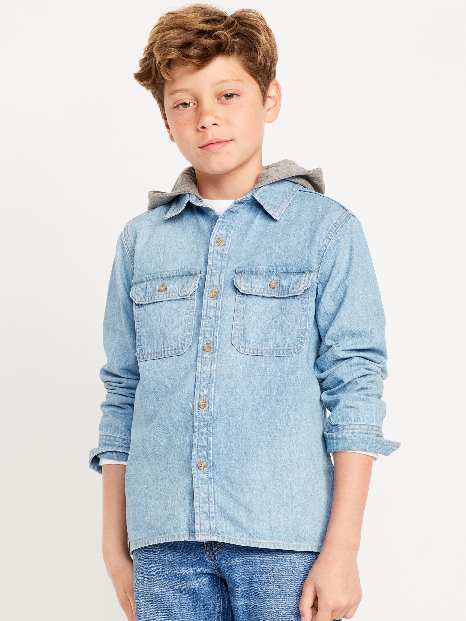 Jeans hooded shirt hotsell