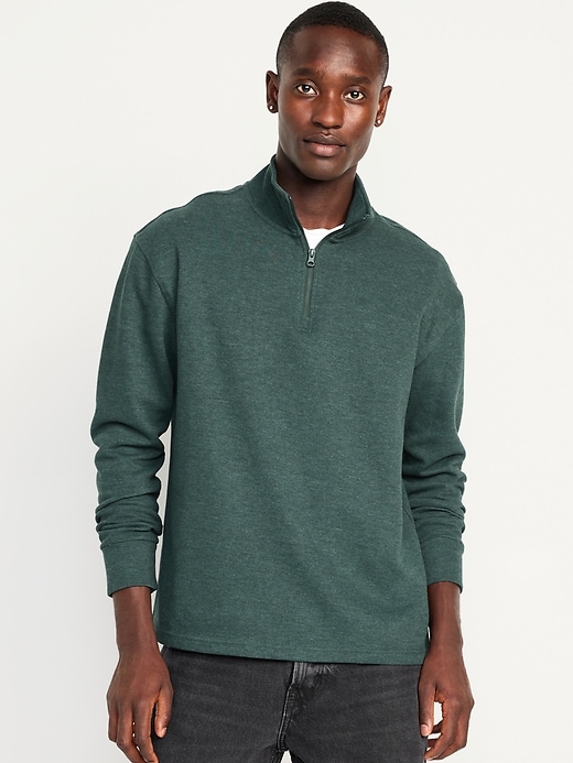 Image number 1 showing, French Rib Quarter-Zip Sweater