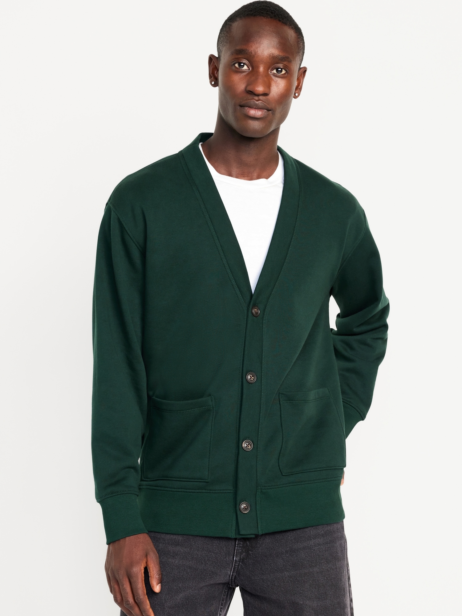 Green button sweater best sale