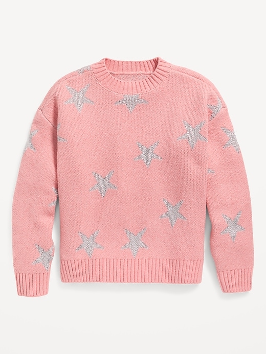 View large product image 2 of 4. SoSoft Printed Shaker-Stitch Sweater for Girls