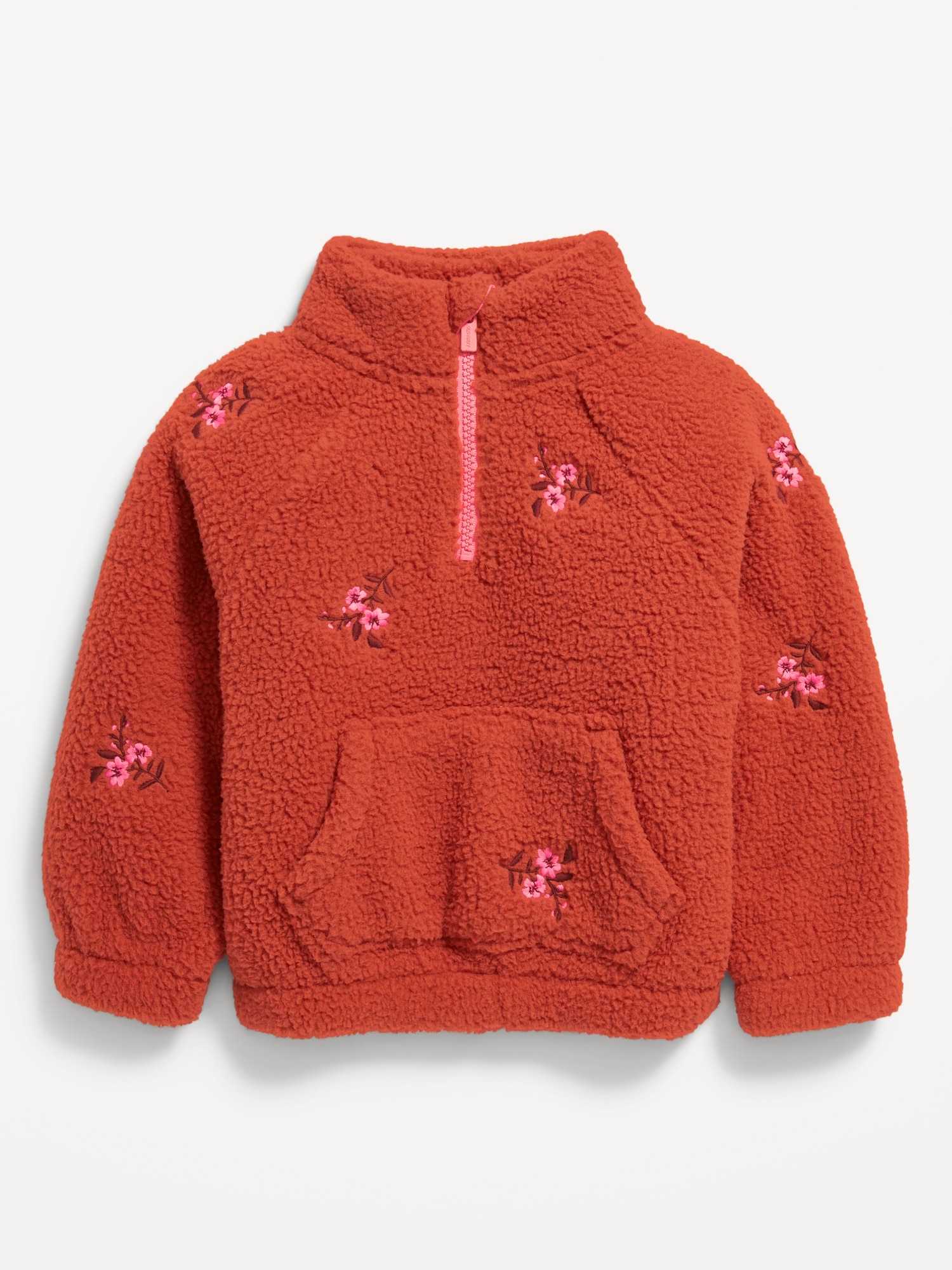 Long-Sleeve Half-Zip Embroidered Sweater for Toddler Girls