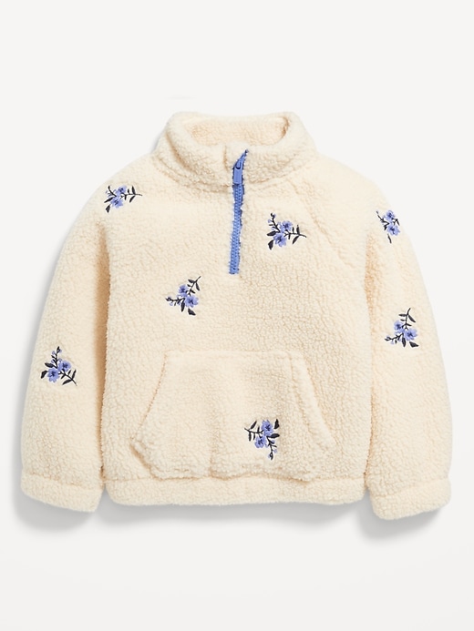 View large product image 1 of 2. Long-Sleeve Half-Zip Embroidered Sweater for Toddler Girls