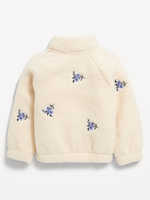 View large product image 2 of 2. Long-Sleeve Half-Zip Embroidered Sweater for Toddler Girls