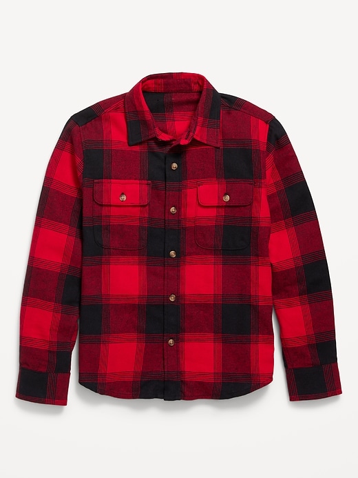 View large product image 2 of 3. Soft-Brushed Flannel Pocket Shirt for Boys