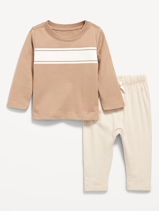 View large product image 1 of 3. Long-Sleeve Jersey-Knit T-Shirt and Pants Set for Baby