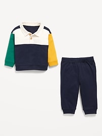 View large product image 3 of 3. Long-Sleeve Jersey Knit Polo Shirt and Joggers Set for Baby
