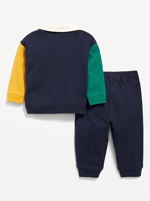 View large product image 2 of 3. Long-Sleeve Jersey Knit Polo Shirt and Joggers Set for Baby