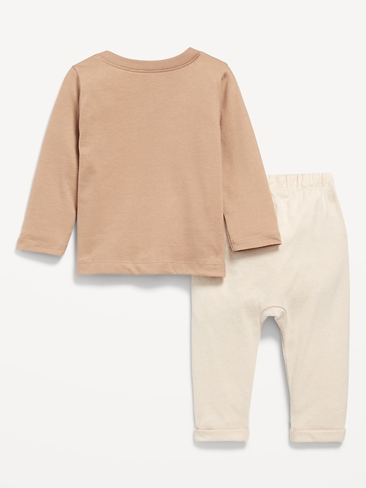 View large product image 2 of 3. Long-Sleeve Jersey-Knit T-Shirt and Pants Set for Baby