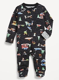 Image number 2 showing, 2-Way-Zip Printed Sleep & Play Footed One-Piece for Baby