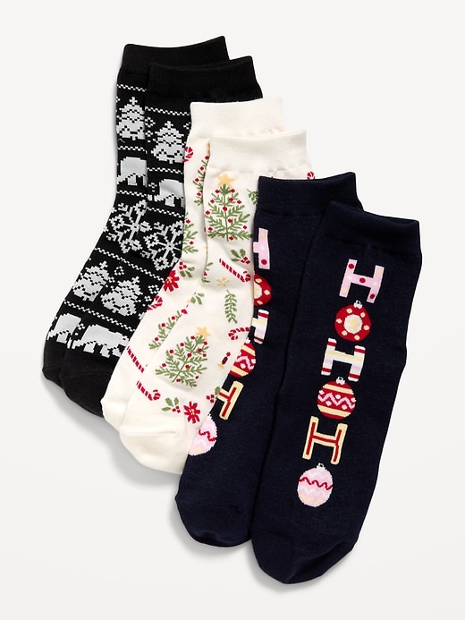 View large product image 1 of 1. Novelty Quarter Crew Socks 3-Pack