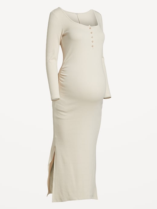 Image number 3 showing, Maternity Long Sleeve Henley Midi Dress