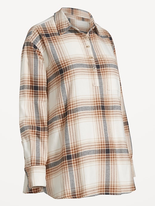 Image number 5 showing, Maternity Plaid Flannel Popover Shirt