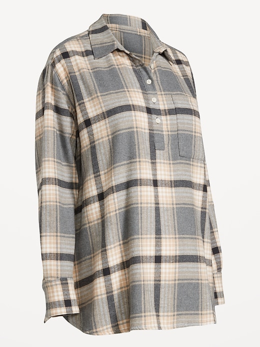 Image number 3 showing, Maternity Plaid Flannel Popover Shirt