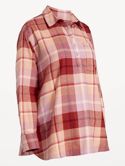 Image number 2 showing, Maternity Plaid Flannel Popover Shirt