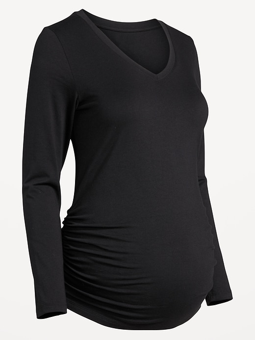 Image number 6 showing, Maternity V-Neck Long Sleeve T-Shirt