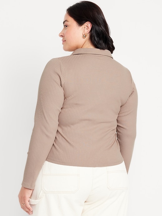 Image number 8 showing, Slim Ribbed Button-Down Top