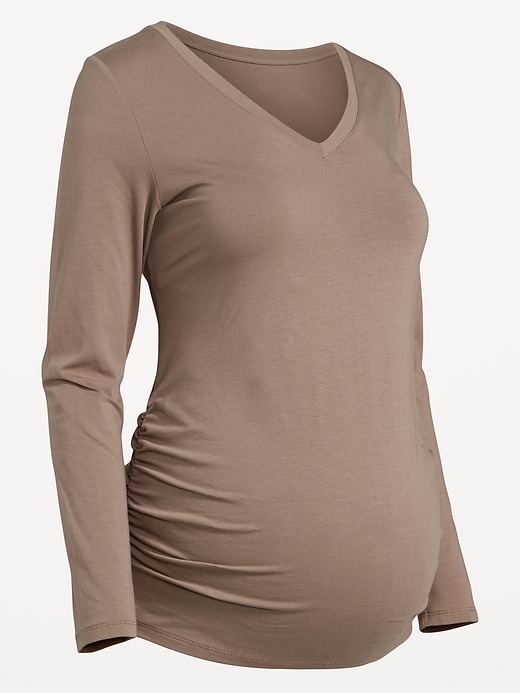 Image number 3 showing, Maternity V-Neck Long Sleeve T-Shirt