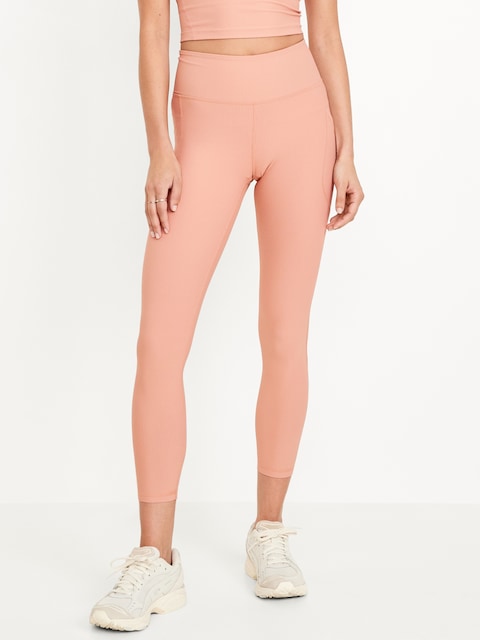 High-Waisted PowerSoft Rib Pocket Leggings - Ribbed Cameo Rose