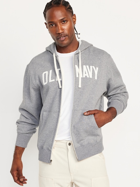 Loose Logo Zip Hoodie - Dark Heather Gray