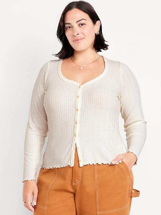 Image number 7 showing, Button-Down Pointelle Top