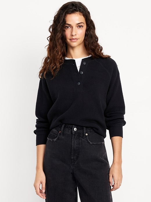 Image number 1 showing, Cozy Thermal-Knit Henley