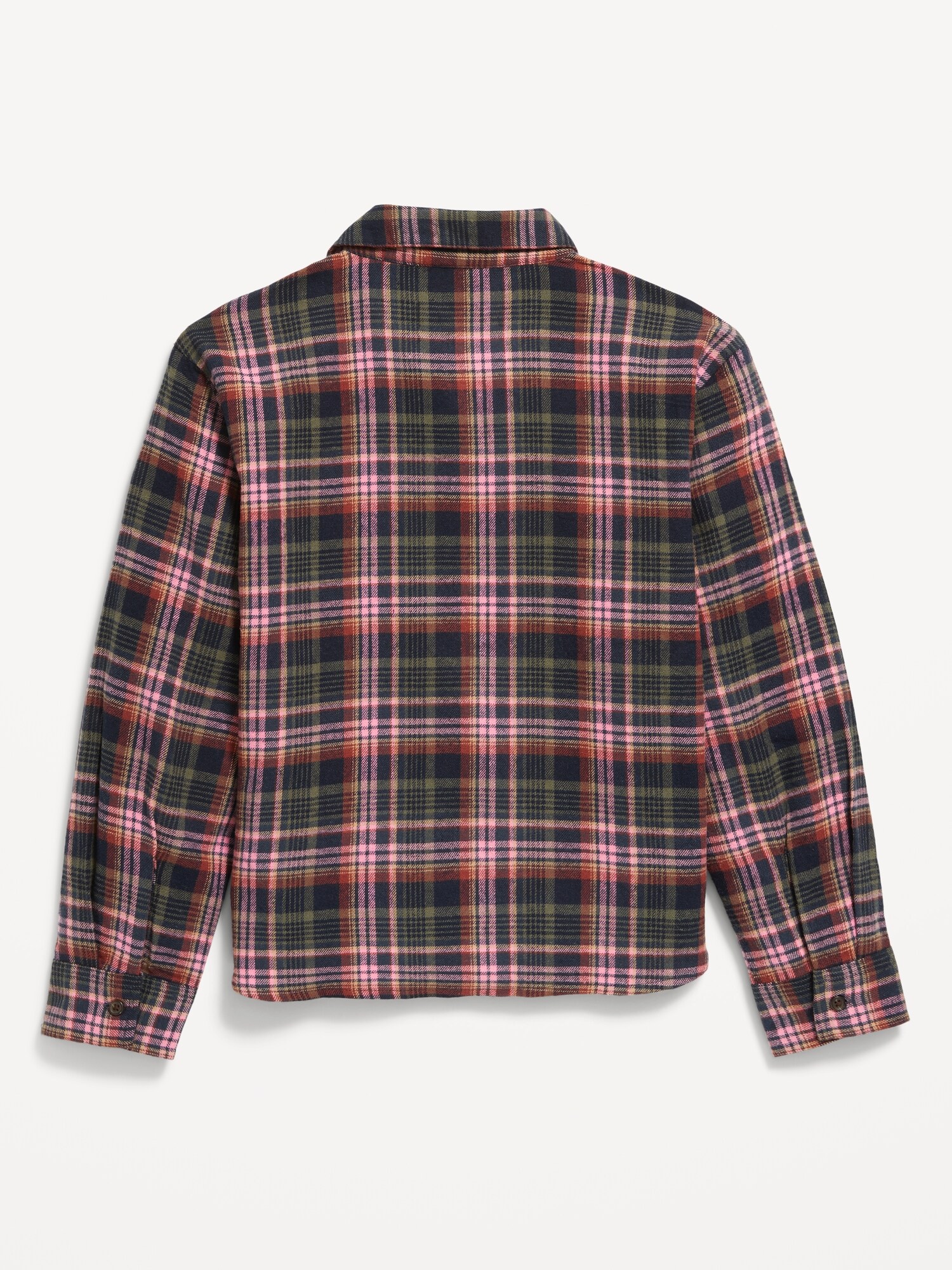 Рубашка Old Navy Cropped Long-Sleeve Plaid Pocket Flannel Shirt для девочек, цвет: Средний зелёный клетчатый — фото 3