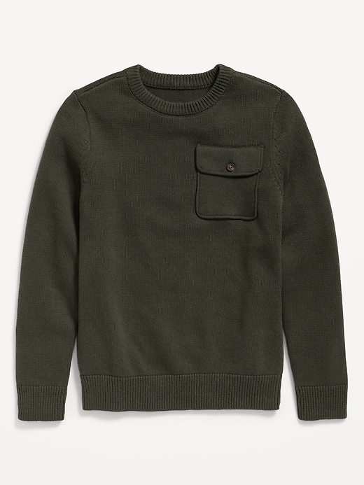 View large product image 2 of 3. Crew-Neck Utility Pocket Sweater for Boys