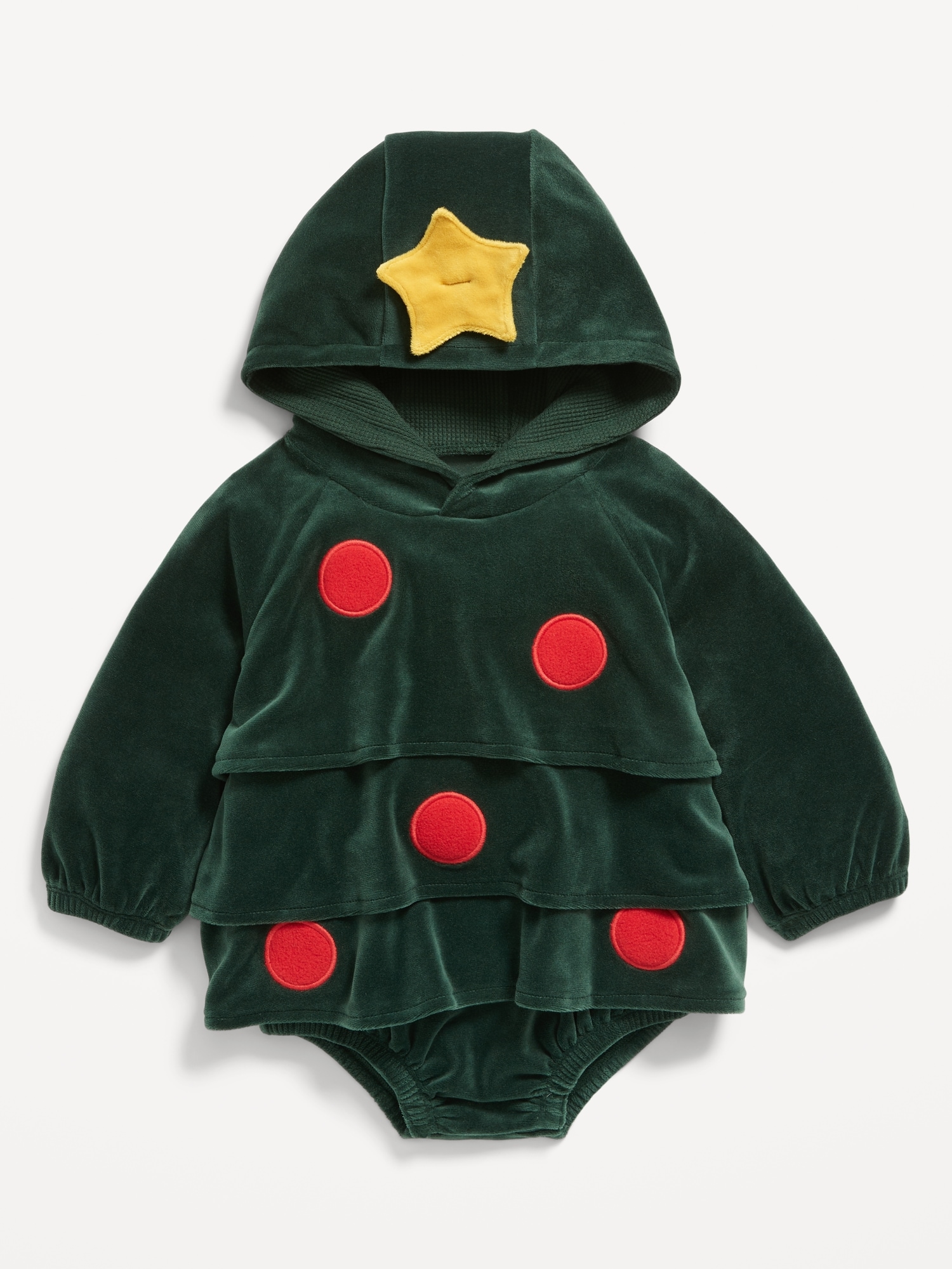 Unisex "Holiday Tree" Costume Hooded One-Piece Romper for Baby - Multi