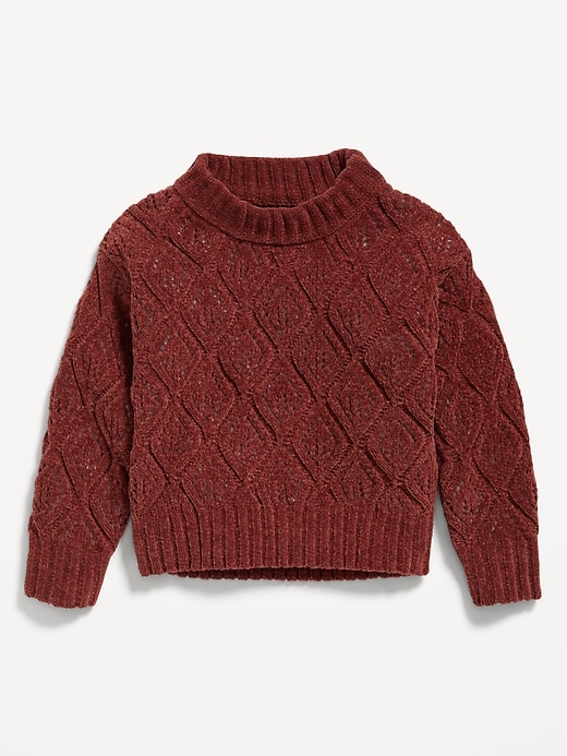 View large product image 1 of 1. Crew-Neck Pointelle-Knit Sweater for Toddler Girls