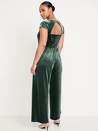 Fit &amp; Flare Velvet Jumpsuit
