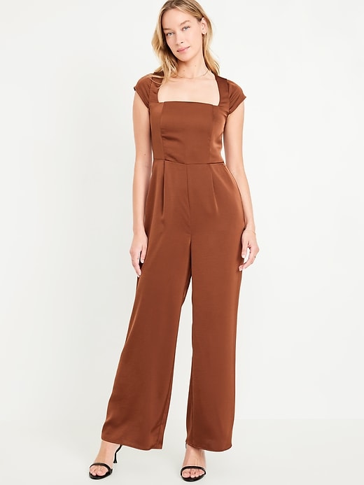 Image number 1 showing, Fit &amp; Flare Satin Jumpsuit