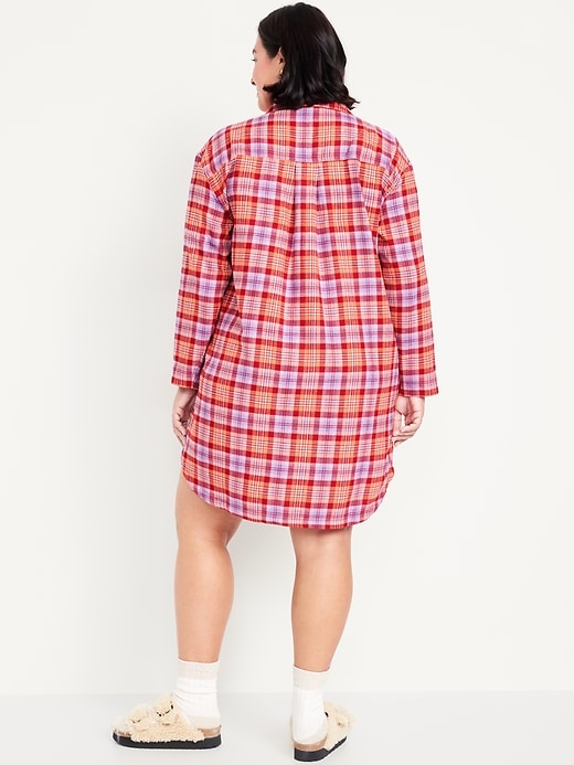 Image number 8 showing, Flannel Pajama Shirt Dress