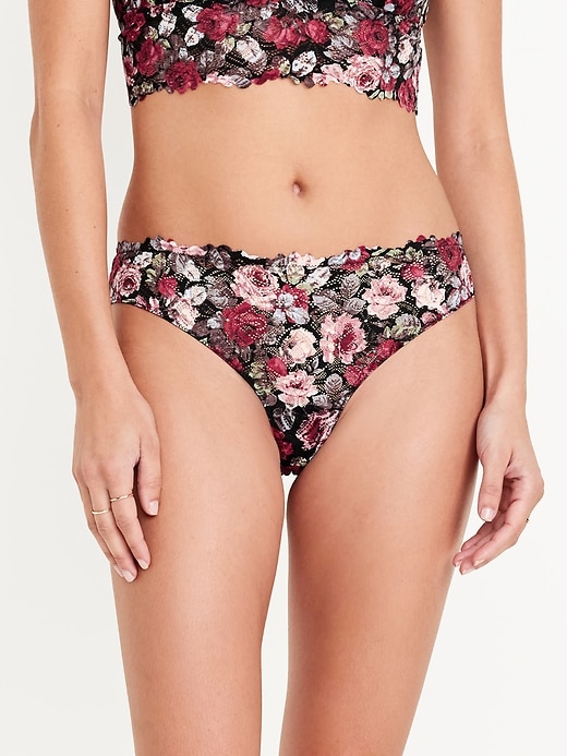 Image number 1 showing, Mid-Rise Lace Bikini Underwear