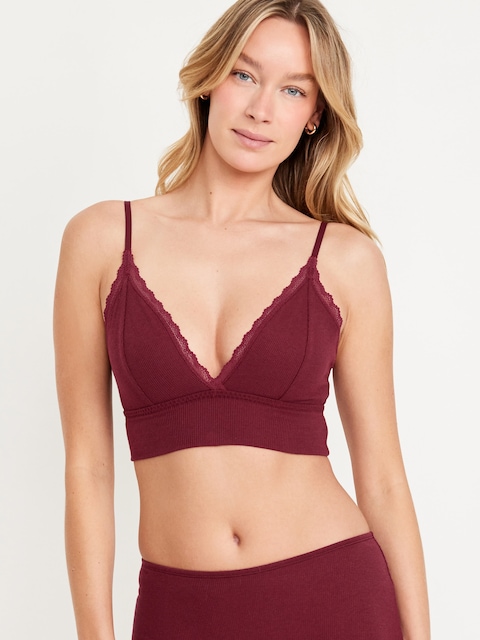 Longline Waffle Bralette - Red