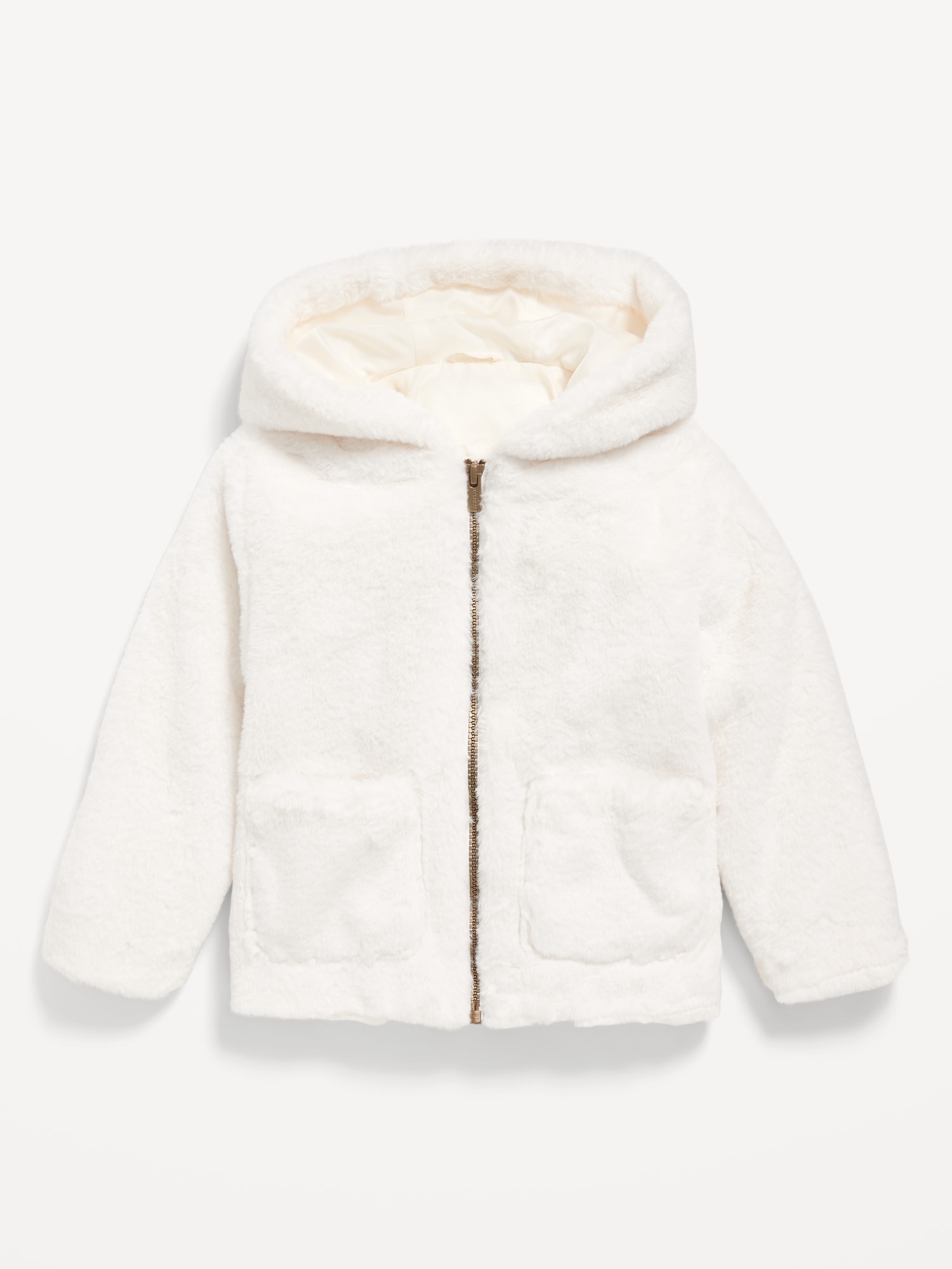 Faux-Fur Full-Zip Hooded Jacket for Toddler Girls - White