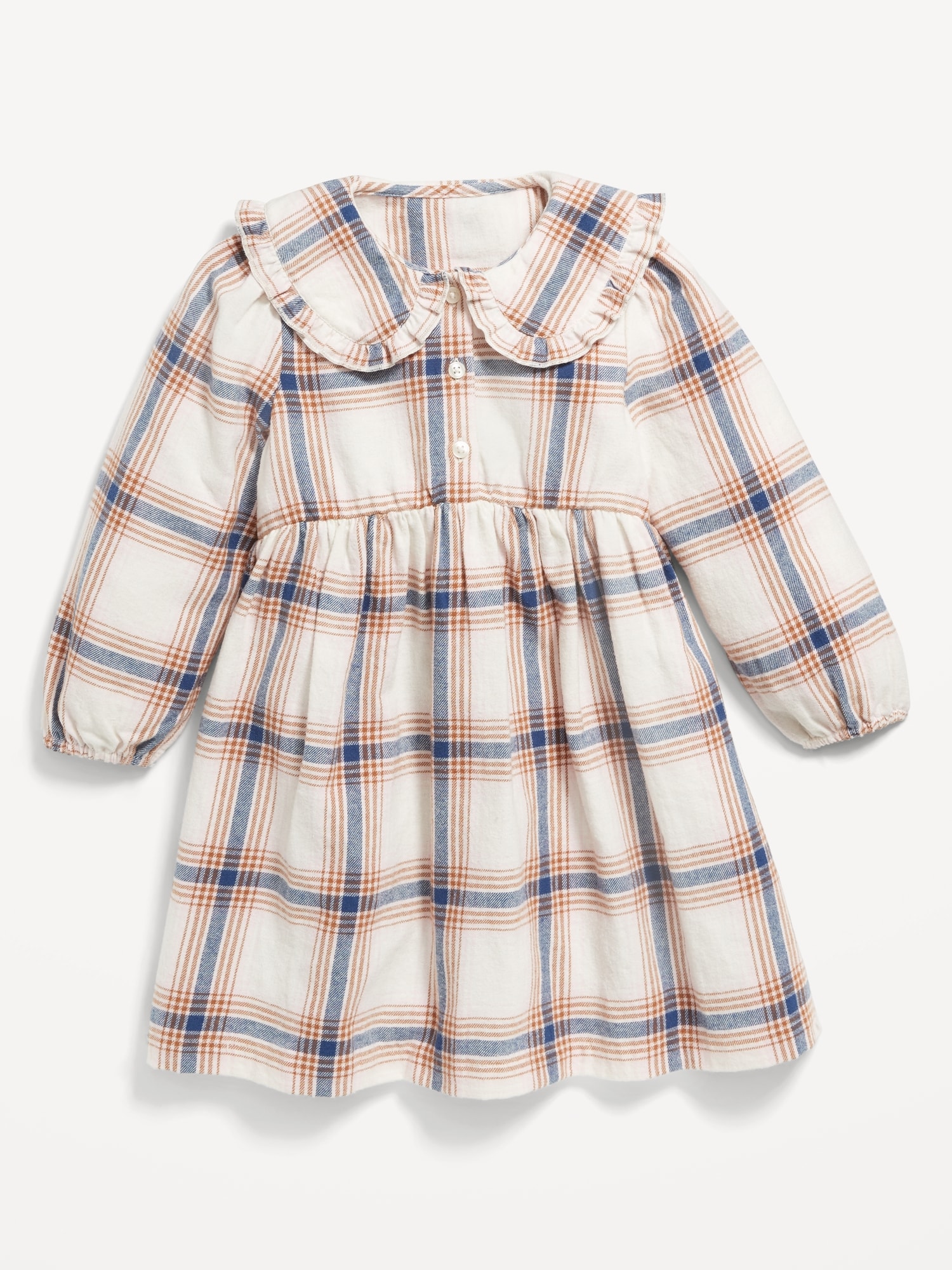 Long-Sleeve Flannel Collared Dress for Toddler Girls Hot Deal