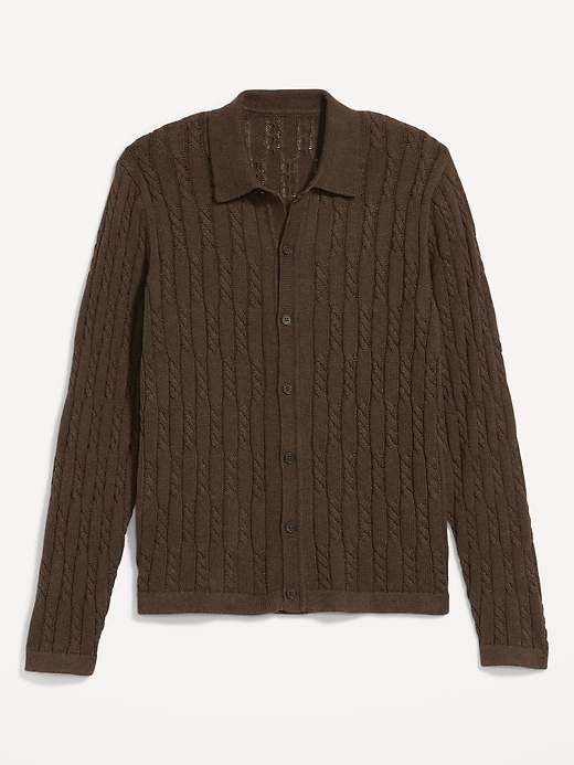 Image number 8 showing, Button-Down Cable-Knit Sweater