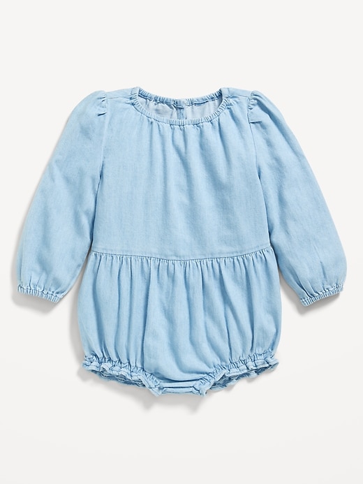 View large product image 1 of 2. Long-Sleeve Chambray One-Piece Romper for Baby