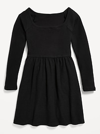 View large product image 3 of 4. Long-Sleeve Plush Ribbed Fit and Flare Dress for Girls