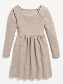 View large product image 3 of 4. Long-Sleeve Plush Ribbed Fit and Flare Dress for Girls