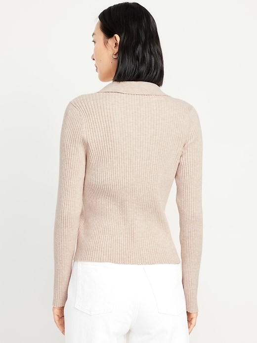 Image number 6 showing, Ribbed Crop Polo Sweater