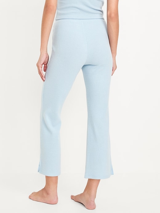 Image number 2 showing, High-Waisted Ribbed Crop Flare Lounge Pants