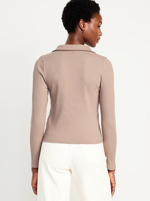 Image number 2 showing, Slim Ribbed Button-Down Top