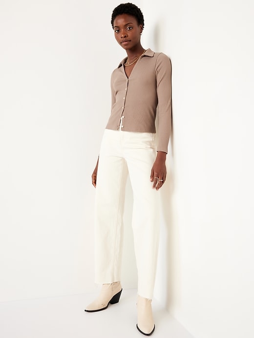 Image number 3 showing, Slim Ribbed Button-Down Top