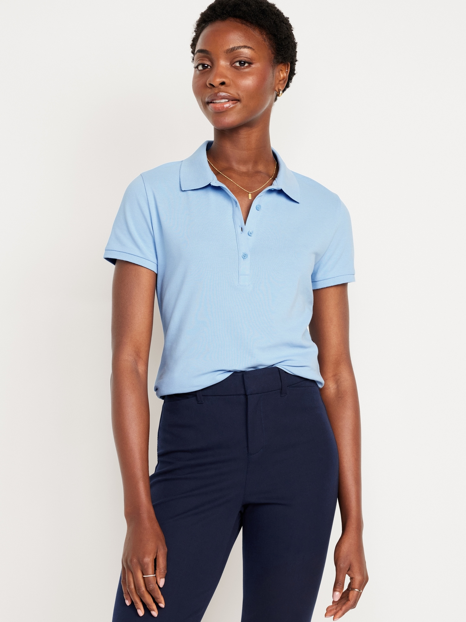 Navy blue womens polo shirt online