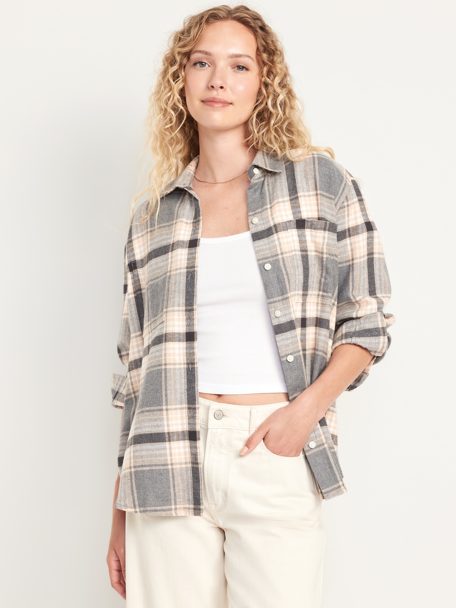 Flannel Boyfriend Button-Down Shirt