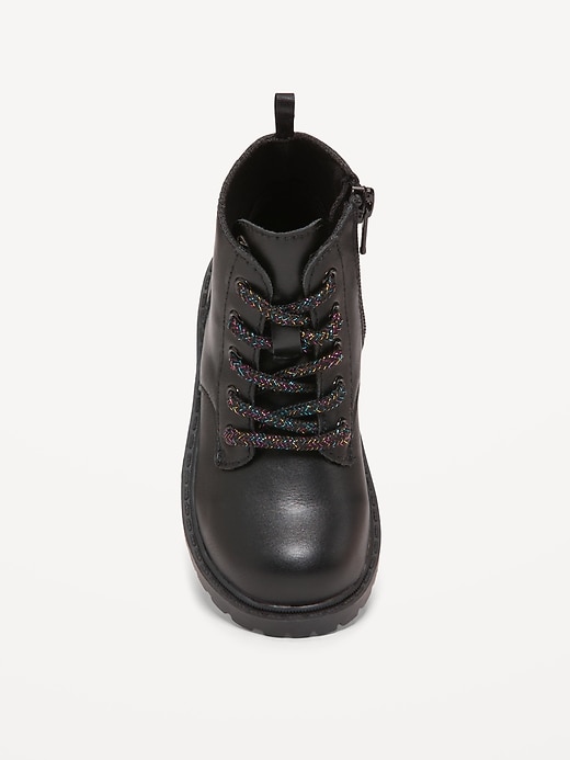 View large product image 2 of 5. Faux-Leather Side-Zip Combat Boots for Toddler Girls