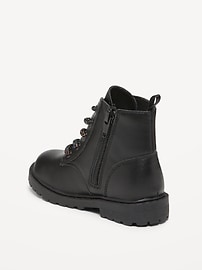 View large product image 3 of 5. Faux-Leather Side-Zip Combat Boots for Toddler Girls